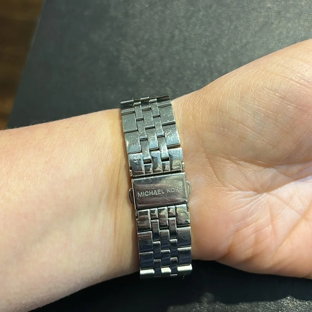 Michael Kors stainless steel watch with mother of pearl